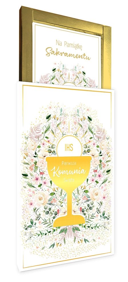 Pudełko pamiątkowe DL Komunia Kielich w Kwiatach Henry